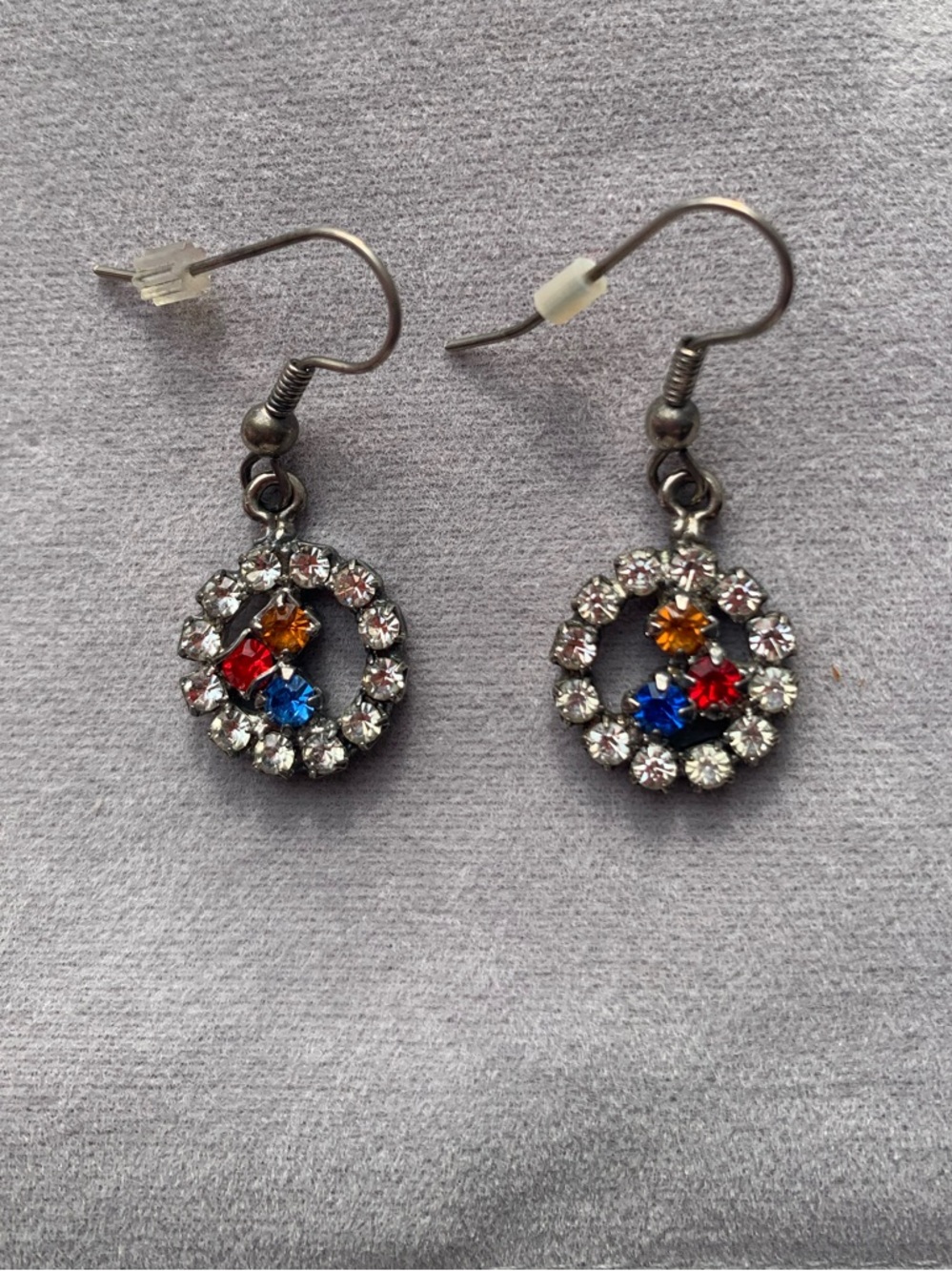 Pittsburgh Steelers Rhinestone Dangle Earrings Black Gold Football Fan Jewelry